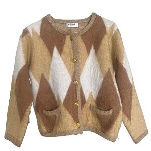 Celine 2022 Women’s Tan and White Geometric Jacket